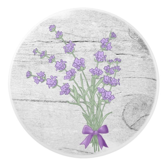Bouton De Porte En Céramique Bouquet de lavande (Devant)