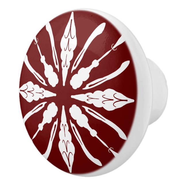 Bouton De Porte En Céramique Bourgogne et blanc (Droite)