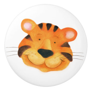 Bouton De Porte En Céramique Bouteille d'art de l'aquarelle de chat de tigre