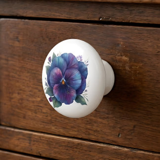 Bouton De Porte En Céramique Bouton de meuble en céramique à motif de pensée vi
