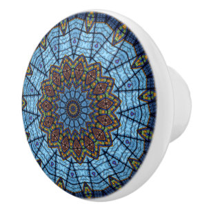 Bouton De Porte En Céramique Bouton de tiroir en céramique de verre teinté bleu