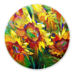 Bouton De Porte En Céramique Bouton de tiroir en céramique tournesol