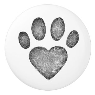 Bouton De Porte En Céramique Bouton en céramique à empreinte de patte en gris e