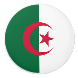 Bouton De Porte En Céramique Bouton en céramique avec drapeau d'Algérie