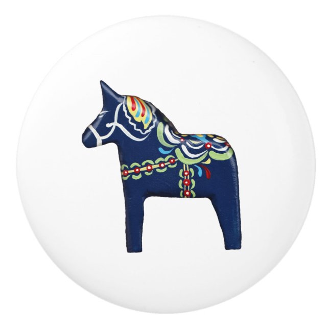Bouton De Porte En Céramique Bouton en céramique Blue Dala Horse (Devant)