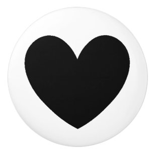 Bouton De Porte En Céramique Bouton en céramique de coeur noir