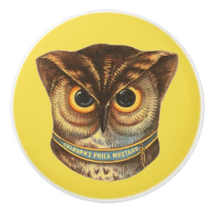 Bouton De Porte En Céramique Bouton en céramique de hibou d'étiquette vintage