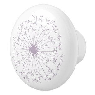 Bouton De Porte En Céramique Bouton en céramique de pissenlit gris et blanc