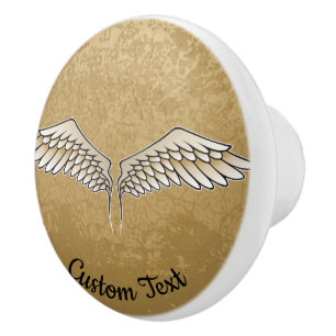 Bouton De Porte En Céramique Bouton en céramique des ailes beiges