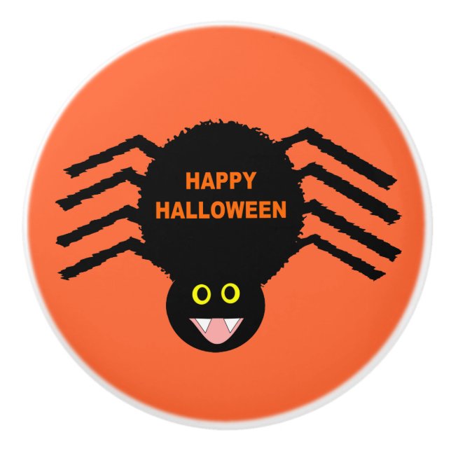 Bouton De Porte En Céramique Bouton en céramique d'Halloween Black Spider (Devant)