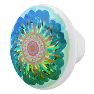 Bouton De Porte En Céramique Bouton en céramique florale multicolore de Bohême