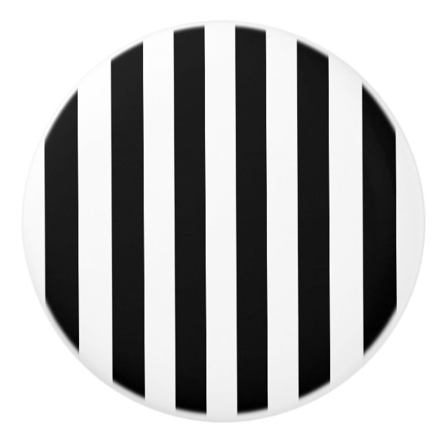 Bouton De Porte En Céramique Bouton en céramique rayé noir et blanc (Devant)