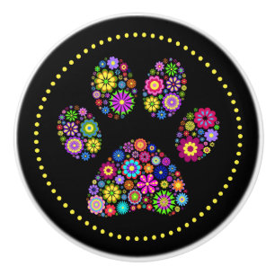 Bouton De Porte En Céramique Bracelet en céramique Empreinte de patte floral
