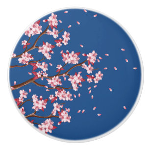 Bouton De Porte En Céramique Branches en fleurs de cerisiers Cercueil Fusion Co