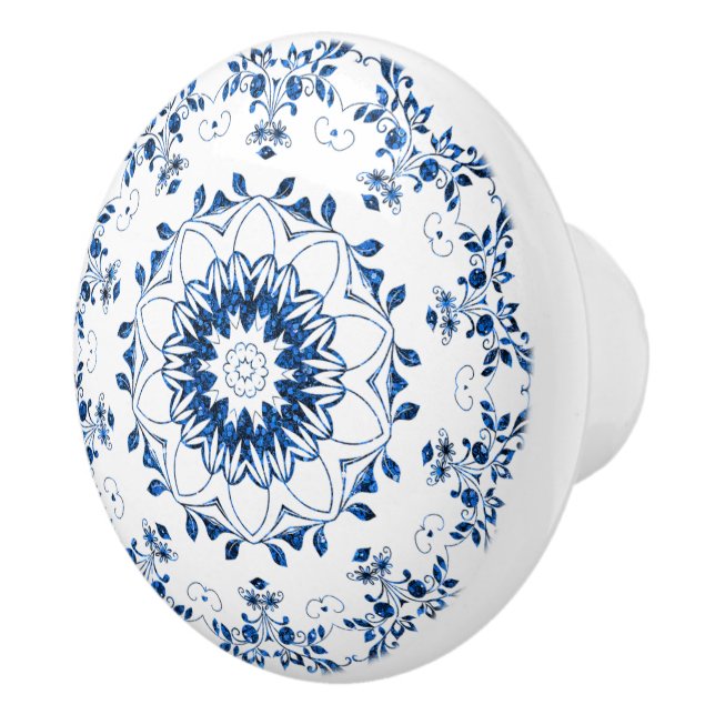Bouton De Porte En Céramique Brassage floral Mandala Ceramic Knob (Droite)