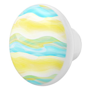 Bouton De Porte En Céramique Bright Artistic Abstrait Rétro Cool Wave Motif