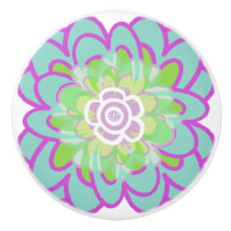 Bouton De Porte En Céramique Bright Blooming Succulent