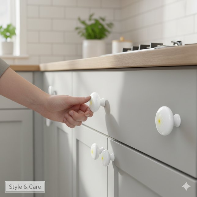 Bouton De Porte En Céramique Bright Yellow Star Mark on Stylish Ceramic Knob (Bright Yellow Star Mark on Stylish Ceramic Knob)