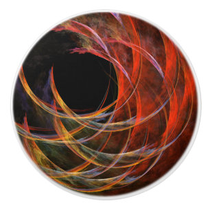 Bouton De Porte En Céramique Briser le Cercle Vortex de Feu Art Abstrait