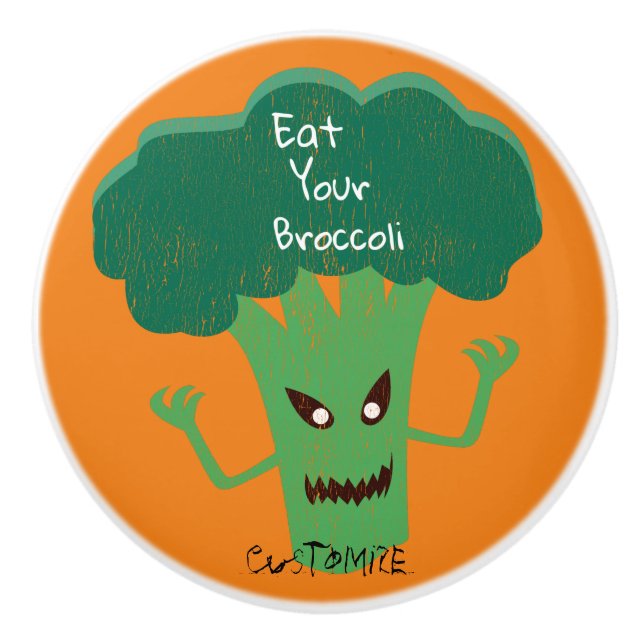 Bouton De Porte En Céramique Broccoli Thunder_Cove effrayant (Devant)