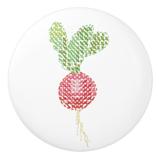 Bouton De Porte En Céramique Broderie au point de croix radis