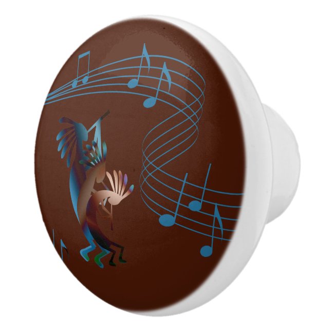 Bouton De Porte En Céramique Brown de musique Kokopelli (Droite)