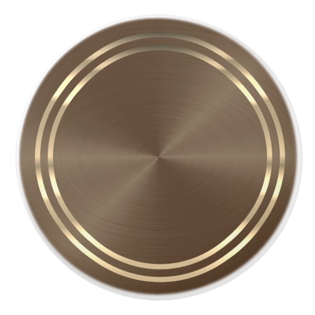 Bouton De Porte En Céramique Brown et or (Devant)