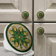 Cabot à quatre feuilles - Or, perle de Malachite