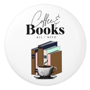 Bouton De Porte En Céramique Café et livres est tout ce dont j'ai besoin Vintag