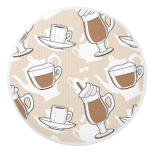 Bouton De Porte En Céramique Café, motif doux