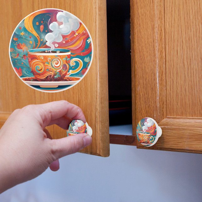 Bouton De Porte En Céramique Café Whimsical (Créateur téléchargé)