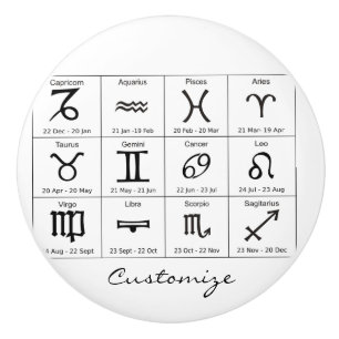Bouton De Porte En Céramique Calendrier d'astrologie des signes solaires Zodiac