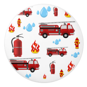 Bouton De Porte En Céramique Camion pompier Camion Enfants Garçons