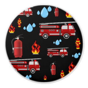 Bouton De Porte En Céramique Camion pompier Camion Enfants Garçons