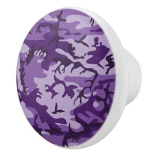 Bouton De Porte En Céramique Camouflage violet, Armée