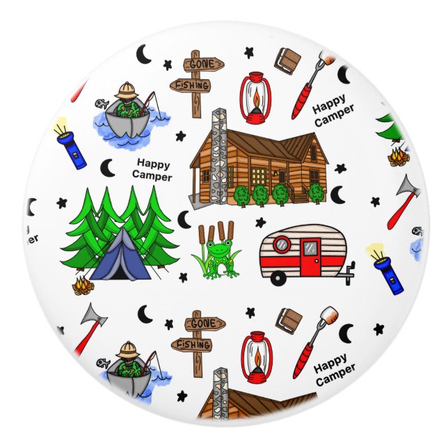 Bouton De Porte En Céramique Camping Pêche du Midwest (Devant)