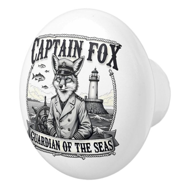 Bouton De Porte En Céramique Captain Fox Guardian of Seas Nautical Design (Droite)