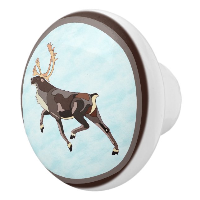 Bouton De Porte En Céramique Caribou/Reindeer d'art populaire (Droite)