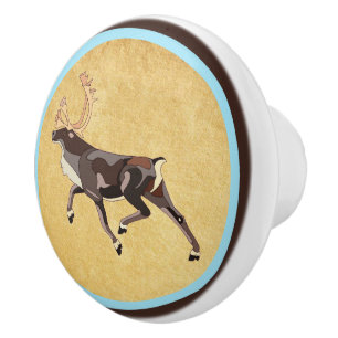 Bouton De Porte En Céramique Caribou/Reindeer d'art populaire