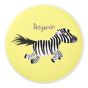 Bouton De Porte En Céramique Caricature amusante de zèbre