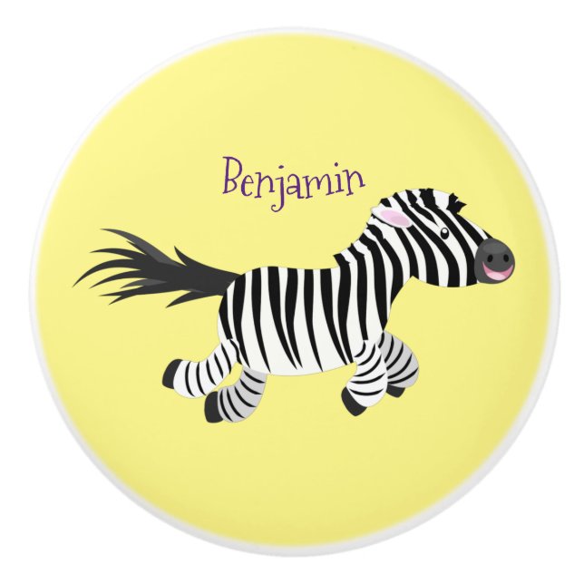 Bouton De Porte En Céramique Caricature amusante de zèbre (Devant)