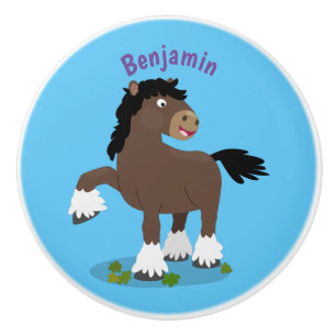 Bouton De Porte En Céramique Caricature de cheval de trait de Cute Clydesdale