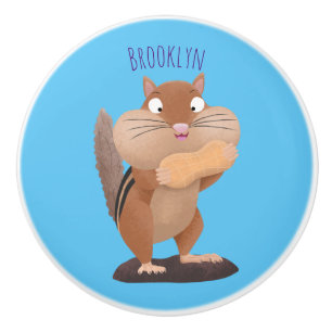 Bouton De Porte En Céramique Caricature de chipmunk à grosses joues mignonnes
