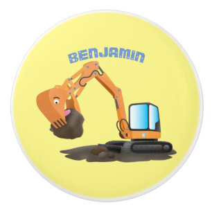 Bouton De Porte En Céramique Caricature de la pelle orange
