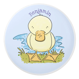 Bouton De Porte En Céramique Caricature jaune mignon pour canard bébé