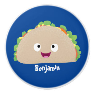 Bouton De Porte En Céramique Caricature joli sourire taco dessin animé