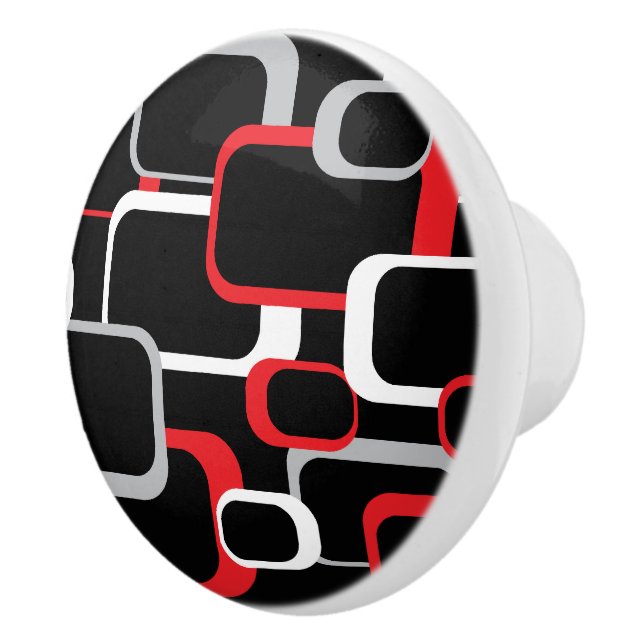 Bouton De Porte En Céramique Carré noir rouge gris blanc rétro Arrière - plan n (Droite)
