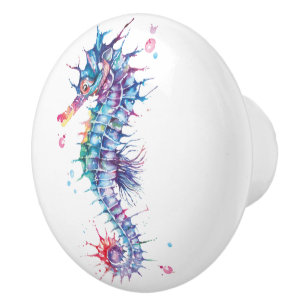 Bouton De Porte En Céramique Carreau en céramique d'hippocampe à l'aquarelle él