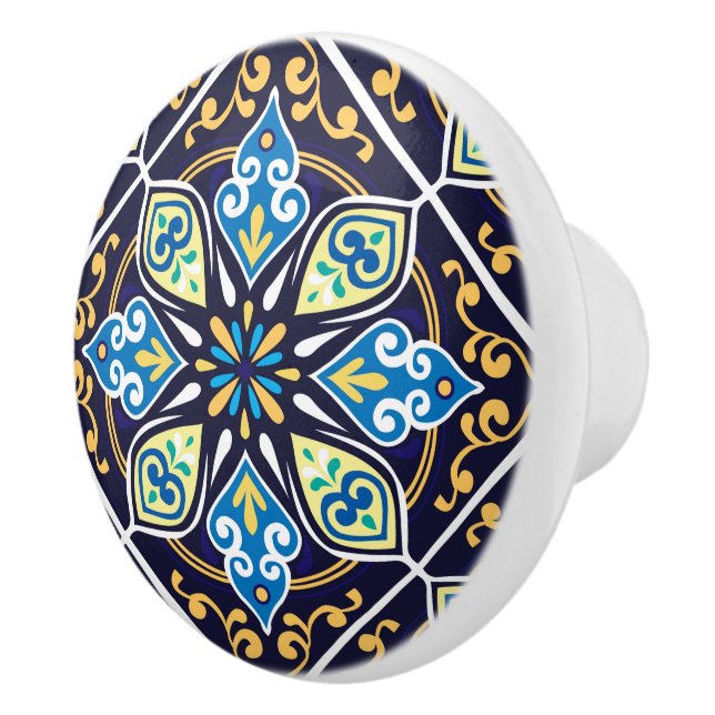 Bouton De Porte En Céramique 💙 💛 carreaux orientaux, Azulejos Ceramic Knob (Droite)