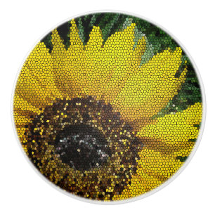 Bouton De Porte En Céramique Carrelage mosaïque unique Tournesol jaune vif